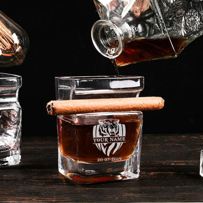 LIMITED EDITION - NEW 06 RTG PERSONALIZED WHISKEY GLASS WITH CIGAR HOLDER FOR FANS