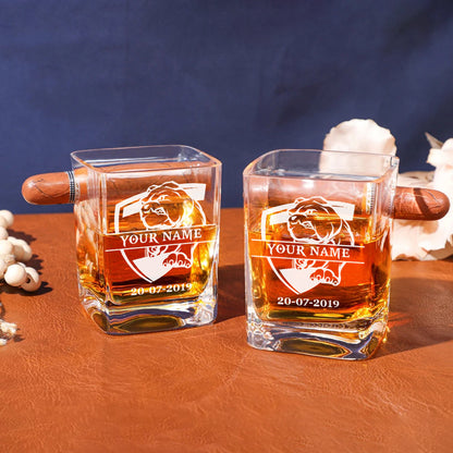LIMITED EDITION - NEW 17 WTBD PERSONALIZED WHISKEY GLASS WITH CIGAR HOLDER FOR FANS