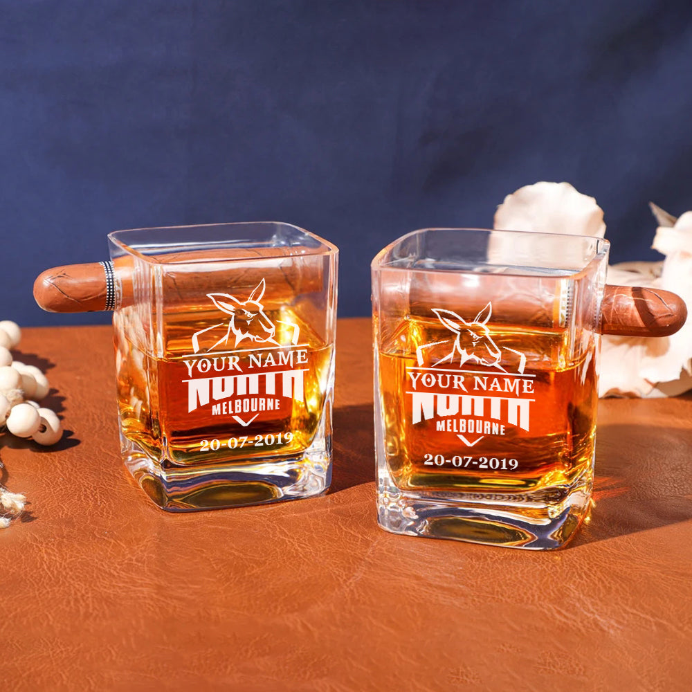 LIMITED EDITION - NEW 12 NMB PERSONALIZED WHISKEY GLASS WITH CIGAR HOLDER FOR FANS