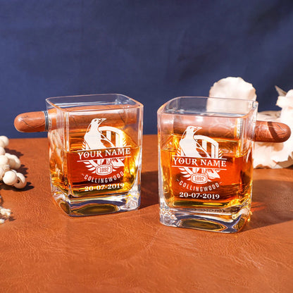 LIMITED EDITION - NEW 03 CLWM PERSONALIZED WHISKEY GLASS WITH CIGAR HOLDER FOR FANS