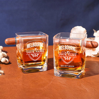 LIMITED EDITION - NEW 11 MBDM PERSONALIZED WHISKEY GLASS WITH CIGAR HOLDER FOR FANS