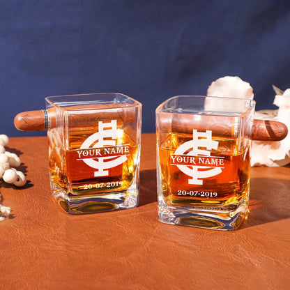 LIMITED EDITION - NEW 08 CTB PERSONALIZED WHISKEY GLASS WITH CIGAR HOLDER FOR FANS