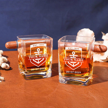 LIMITED EDITION - NEW 09 FMDK PERSONALIZED WHISKEY GLASS WITH CIGAR HOLDER FOR FANS