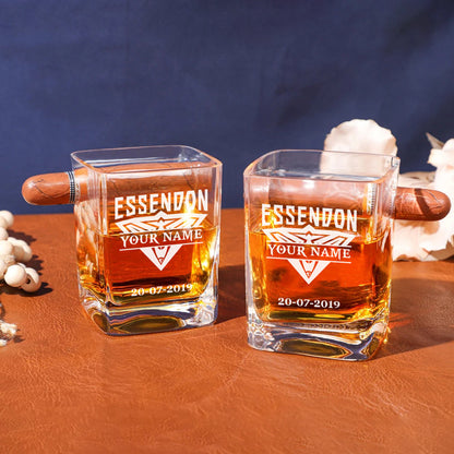 LIMITED EDITION - NEW 04 ESDB PERSONALIZED WHISKEY GLASS WITH CIGAR HOLDER FOR FANS