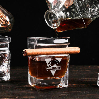 LIMITED EDITION - NEW 15 SNS PERSONALIZED WHISKEY GLASS WITH CIGAR HOLDER FOR FANS