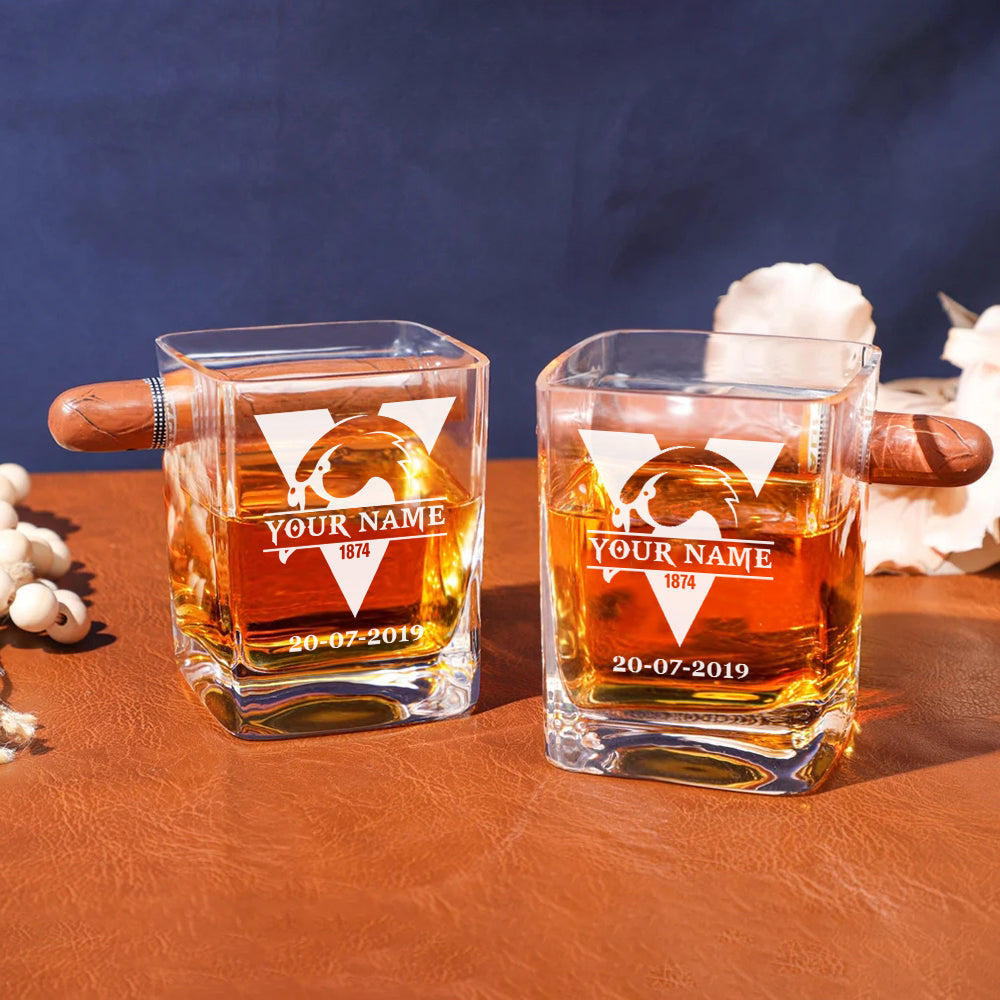 LIMITED EDITION - NEW 15 SNS PERSONALIZED WHISKEY GLASS WITH CIGAR HOLDER FOR FANS