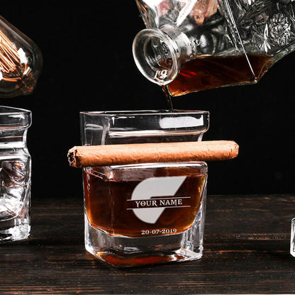 LIMITED EDITION - NEW 19 GWSG PERSONALIZED WHISKEY GLASS WITH CIGAR HOLDER FOR FANS