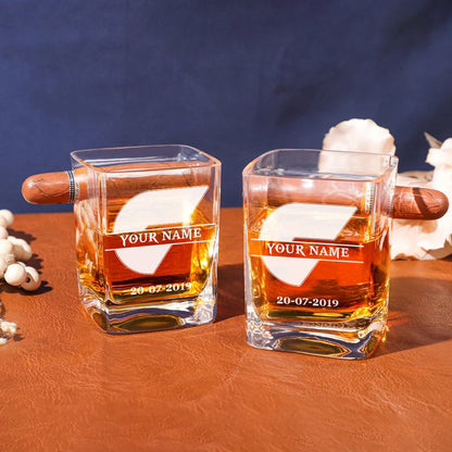 LIMITED EDITION - NEW 19 GWSG PERSONALIZED WHISKEY GLASS WITH CIGAR HOLDER FOR FANS