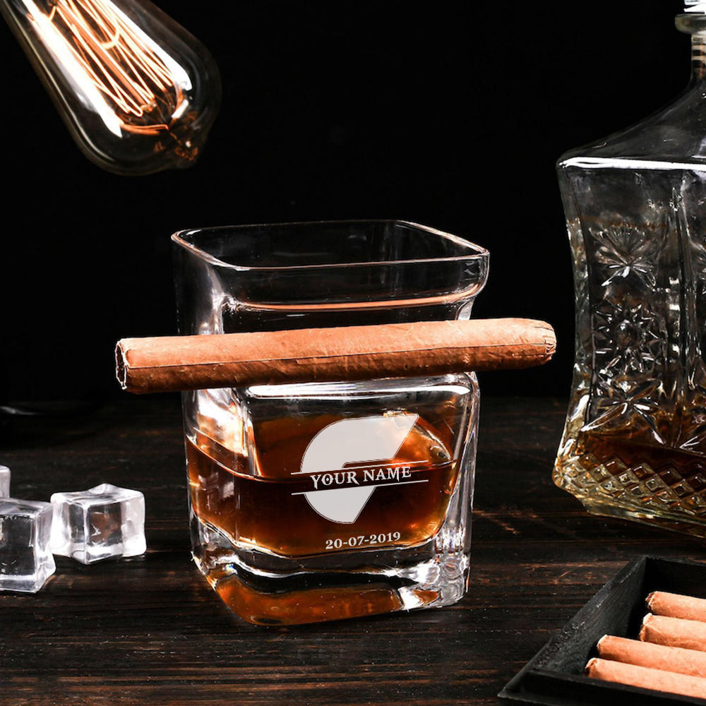 LIMITED EDITION - NEW 19 GWSG PERSONALIZED WHISKEY GLASS WITH CIGAR HOLDER FOR FANS