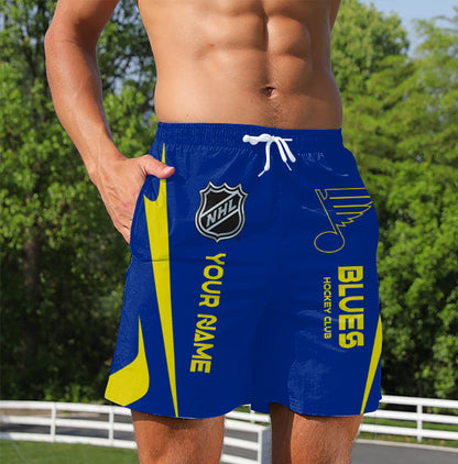 LIMITED EDITION - NEW CUSTOMIZED NHL14 SLB ST. LOUIS BLUES UNISEX SHORT PANTS