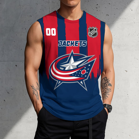 LIMITED EDITION - NEW CUSTOMIZED NHL18 CBJ COLUMBUS BLUE JACKETS TANK TOP & GYM SHIRT