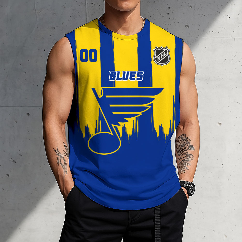 LIMITED EDITION - NEW CUSTOMIZED NHL14 SLB ST. LOUIS BLUES TANK TOP & GYM SHIRT
