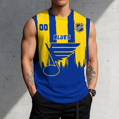 LIMITED EDITION - NEW CUSTOMIZED NHL14 SLB ST. LOUIS BLUES TANK TOP & GYM SHIRT