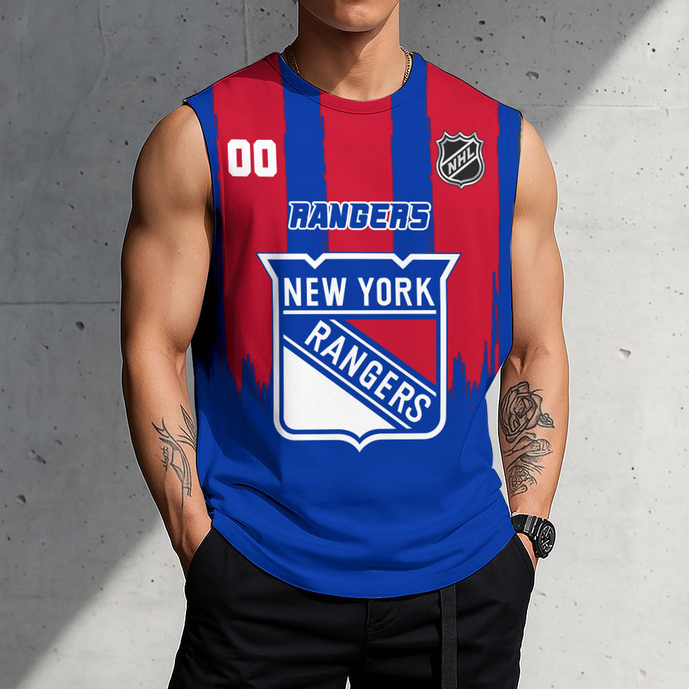 LIMITED EDITION - NEW CUSTOMIZED NHL24 NYR NEW YORK RANGERS TANK TOP & GYM SHIRT