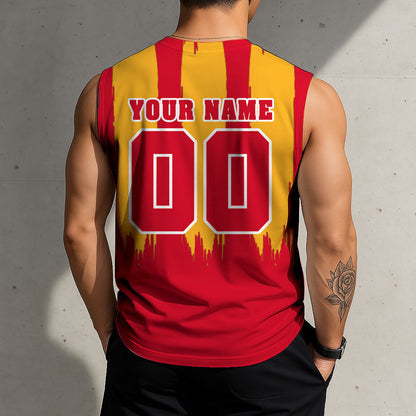 LIMITED EDITION - NEW CUSTOMIZED NHL17 CGF CALGARY FLAMES TANK TOP & GYM SHIRT