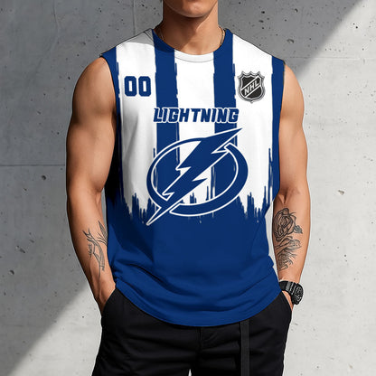 LIMITED EDITION - NEW CUSTOMIZED NHL12 TPL TAMPA BAY LIGHTNING TANK TOP & GYM SHIRT