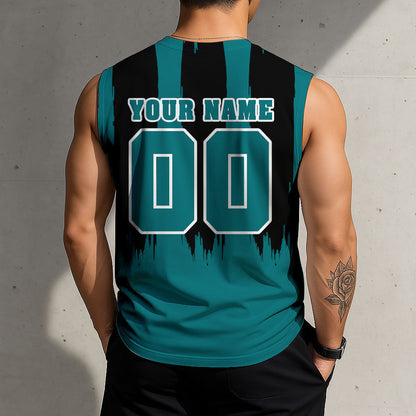 LIMITED EDITION - NEW CUSTOMIZED NHL32 SJS SAN JOSE SHARKS TANK TOP & GYM SHIRT