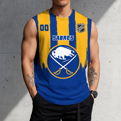 LIMITED EDITION - NEW CUSTOMIZED NHL28 BFS BUFFALO SABRES TANK TOP & GYM SHIRT