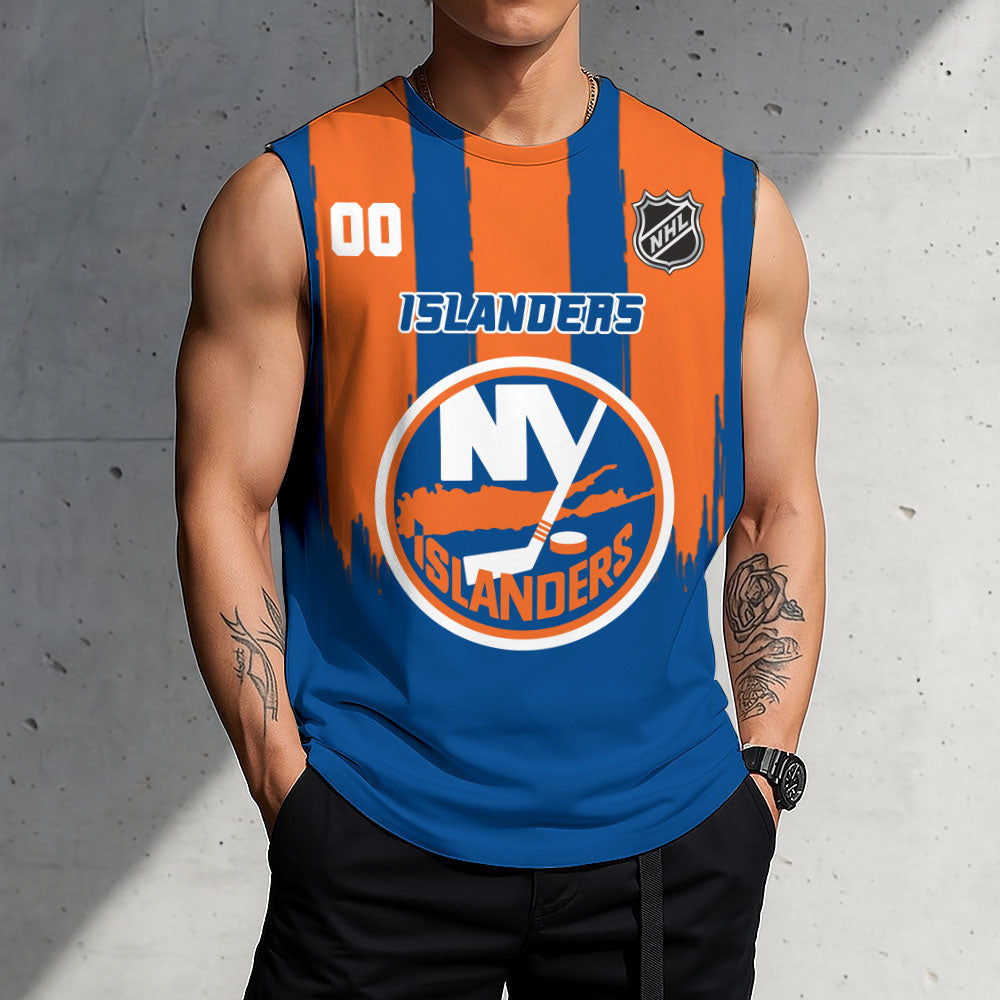 LIMITED EDITION - NEW CUSTOMIZED NHL25 NYI NEW YORK ISLANDERS TANK TOP & GYM SHIRT