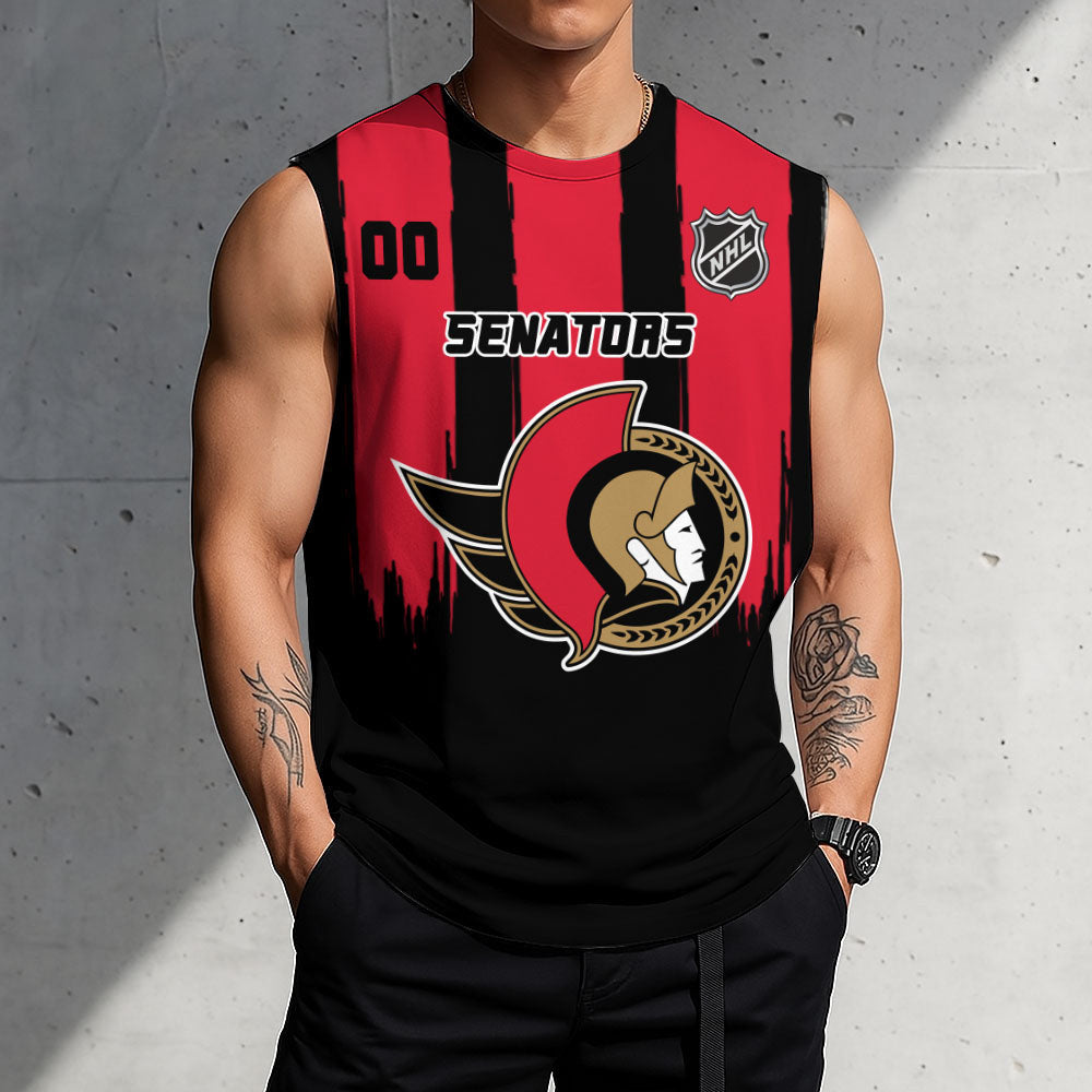 LIMITED EDITION - NEW CUSTOMIZED NHL29 OSN OTTAWA SENATORS TANK TOP & GYM SHIRT