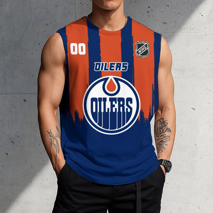 LIMITED EDITION - NEW CUSTOMIZED NHL03 EMO EDMONTON OILERS TANK TOP & GYM SHIRT