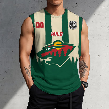LIMITED EDITION - NEW CUSTOMIZED NHL13 MNW MINNESOTA WILD TANK TOP & GYM SHIRT