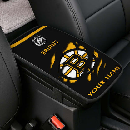 LIMITED EDITION - NEW CUSTOMIZED NHL02 BTB BOSTON BRUINS CAR ARMREST PAD COVER