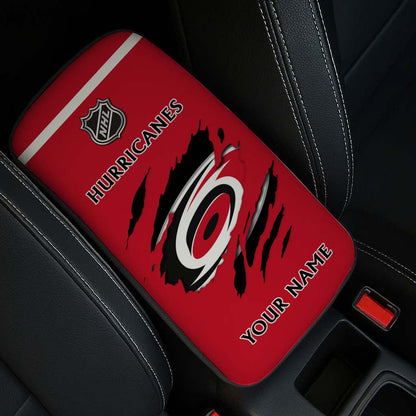 LIMITED EDITION - NEW CUSTOMIZED NHL07 CLH CAROLINA HURRICANES CAR ARMREST PAD COVER