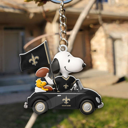 LIMITED EDITION - NEW CUSTOMIZED NFL24 NOS NEW ORLEANS SAINTS SPECIAL CAR SNOOPDOG KEYCHAIN