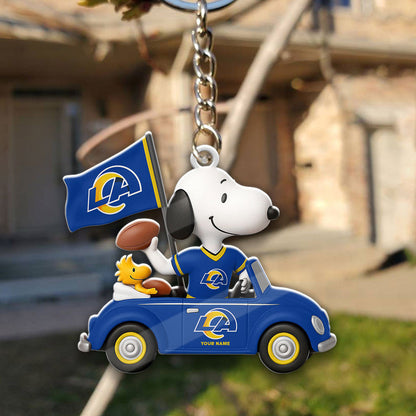 LIMITED EDITION - NEW CUSTOMIZED NFL22 LAR LOS ANGELES RAMS SPECIAL CAR SNOOPDOG KEYCHAIN