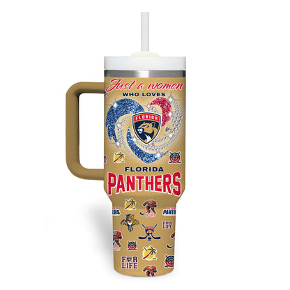 LIMITED EDITION - NEW CUSTOMIZED NHL01 FPT FLORIDA PANTHERS 40OZ STAINLESS STEEL TUMBLER WITH HANDLE