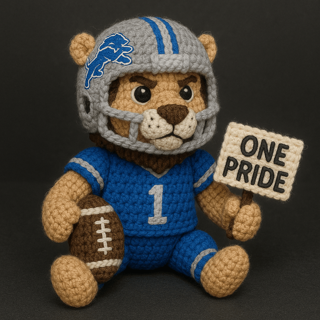 LIMITED EDITION - NEW PREMIUM NFL04 DTL DETROIT LIONS HANDMADE CROCHET