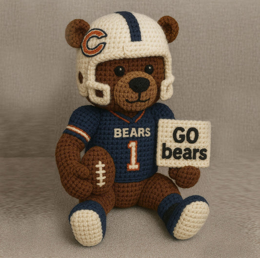 LIMITED EDITION - NEW PREMIUM NFL26 CCB CHICAGO BEARS HANDMADE CROCHET