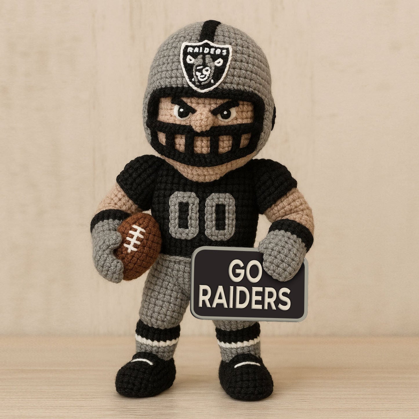 LIMITED EDITION - NEW PREMIUM NFL07 LVR LAS VEGAS RAIDERS HANDMADE CROCHET