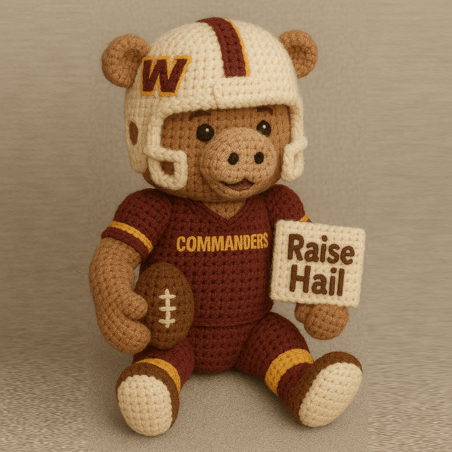LIMITED EDITION - NEW PREMIUM NFL12 WTC WASHINGTON COMMANDERS HANDMADE CROCHET