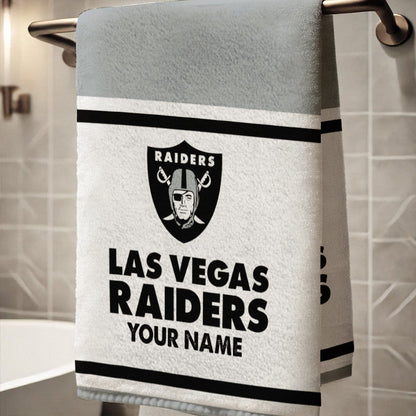 LIMITED EDITION - NEW CUSTOMIZED NFL07 LVR LAS VEGAS RAIDERS BATH TOWEL
