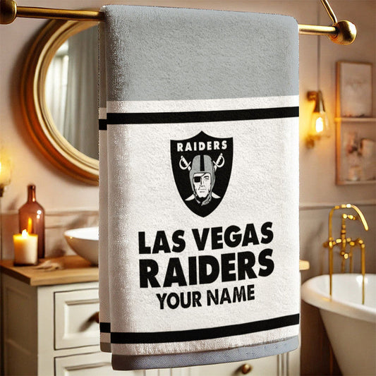 LIMITED EDITION - NEW CUSTOMIZED NFL07 LVR LAS VEGAS RAIDERS BATH TOWEL