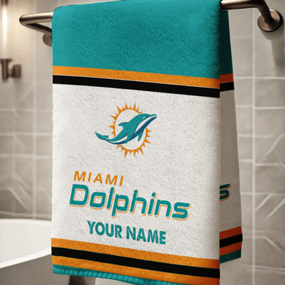 LIMITED EDITION - NEW CUSTOMIZED NFL19 MDP MIAMI DOLPHINS BATH TOWEL