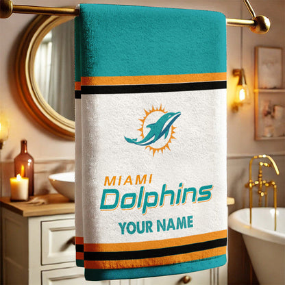 LIMITED EDITION - NEW CUSTOMIZED NFL19 MDP MIAMI DOLPHINS BATH TOWEL