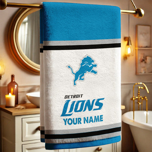 LIMITED EDITION - NEW CUSTOMIZED NFL04 DTL DETROIT LIONS BATH TOWEL