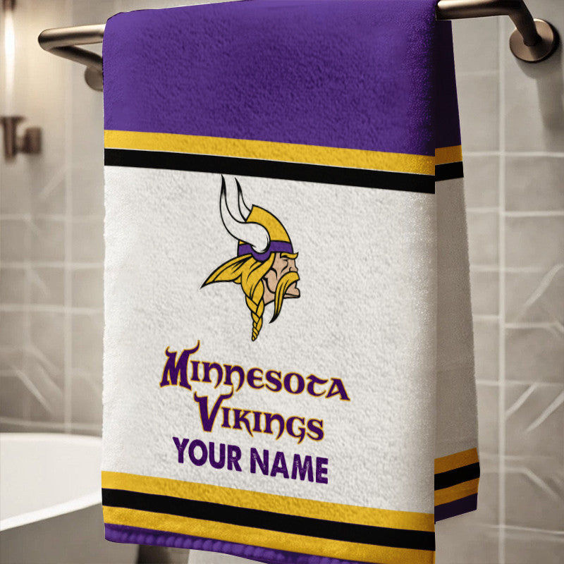 LIMITED EDITION - NEW CUSTOMIZED NFL05 MVK MINNESOTA VIKINGS BATH TOWEL