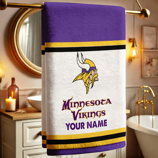 LIMITED EDITION - NEW CUSTOMIZED NFL05 MVK MINNESOTA VIKINGS BATH TOWEL