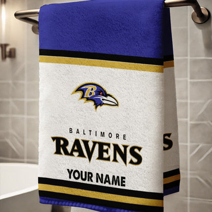 LIMITED EDITION - NEW CUSTOMIZED NFL28 BTR BALTIMORE RAVENS BATH TOWEL