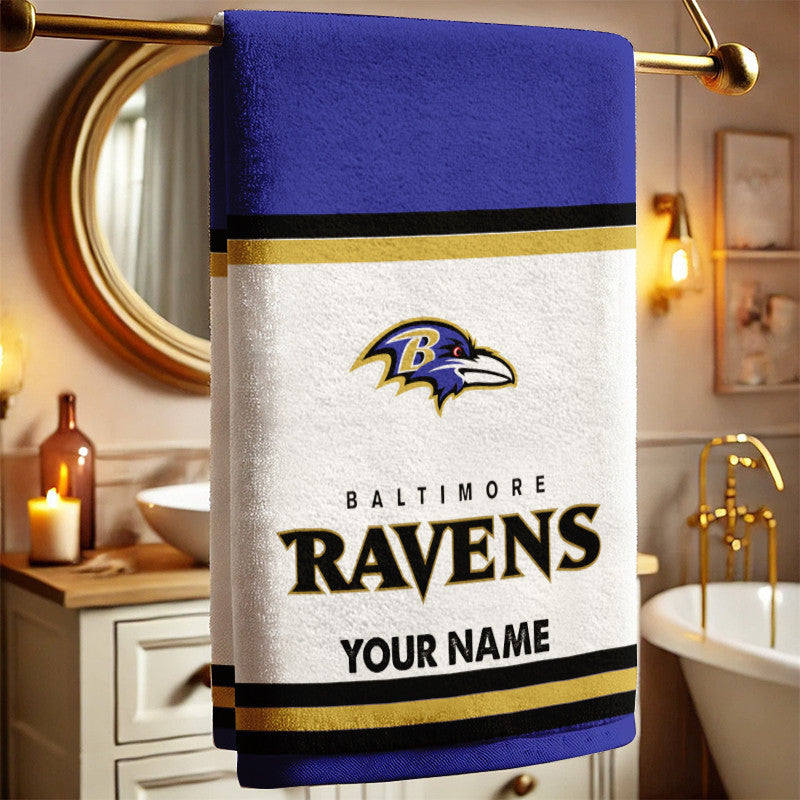 LIMITED EDITION - NEW CUSTOMIZED NFL28 BTR BALTIMORE RAVENS BATH TOWEL