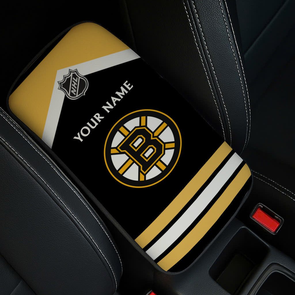 LIMITED EDITION - NEW CUSTOMIZED NHL02 BTB BOSTON BRUINS CAR ARMREST PAD COVER
