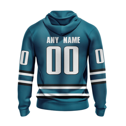 LIMITED EDITION - NEW CUSTOMIZED NHL32 SJS SAN JOSE SHARKS HOODIE