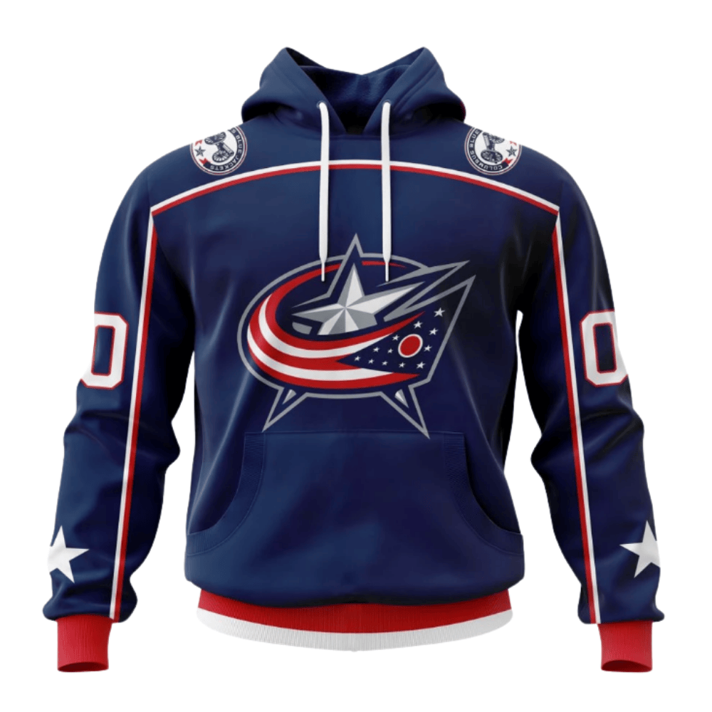 LIMITED EDITION - NEW CUSTOMIZED NHL18 CBJ COLUMBUS BLUE JACKETS HOODIE