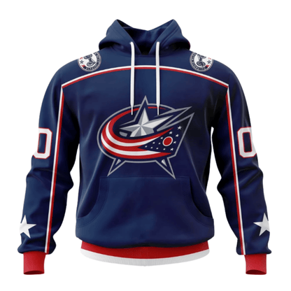 LIMITED EDITION - NEW CUSTOMIZED NHL18 CBJ COLUMBUS BLUE JACKETS HOODIE