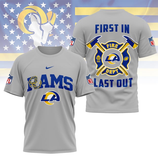 LIMITED EDITION - NEW CUSTOMIZED NFL22 LAR LOS ANGELES RAMS FIRE DEPT 3D SHIRT