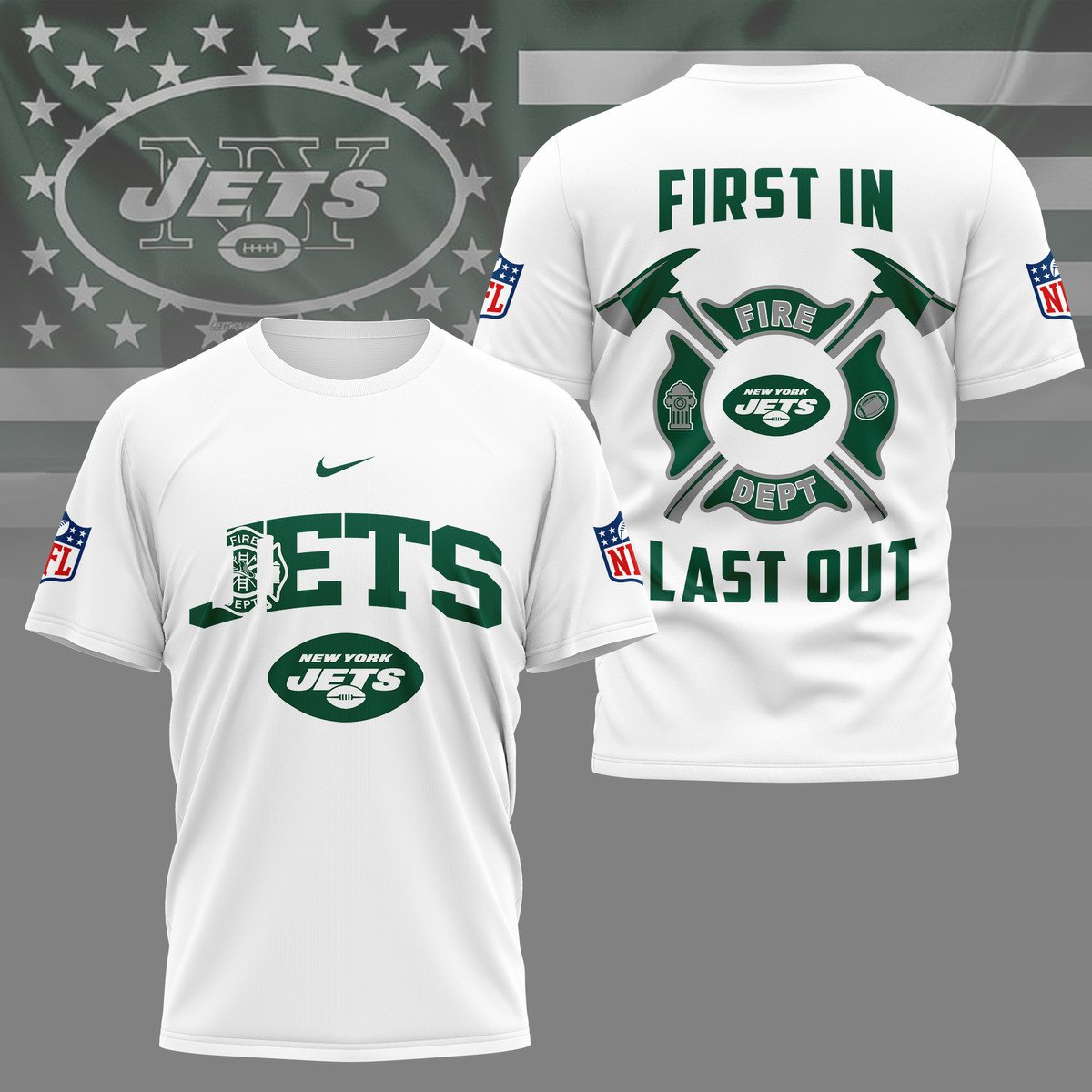LIMITED EDITION - NEW CUSTOMIZED NFL25 NYJ NEW YORK JETS FIRE DEPT 3D SHIRT